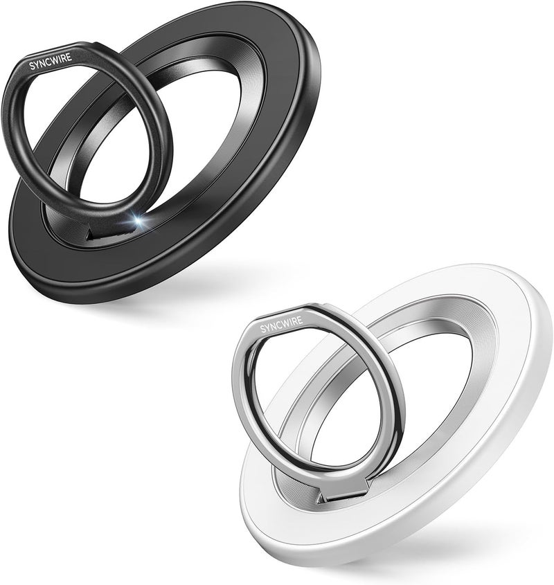 Syncwire Magnetic Phone Ring Holder for MagSafe [2 Pack] - Magnet Cell Phone Grip Stand Finger Ring Kickstand Two-Sided Magnetic Compatible with iPhone 17 Pro Max 16 15 14 13 12 MagSafe Accessories - Image 1